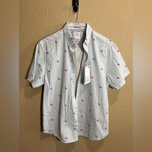🆕 Cactus Blue and Pink Flamingo Casual Shirt